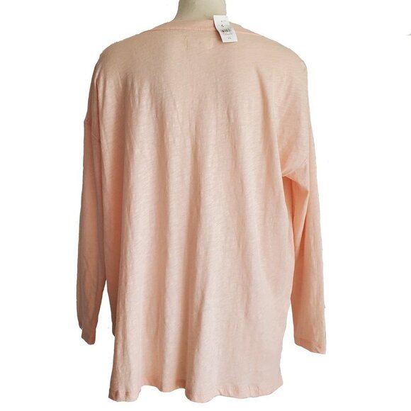 NWT - Lou & Grey Peach 100% Cotton Oversized Drop Shoulder Long Sleeve Tee XS - Picture 2 of 14